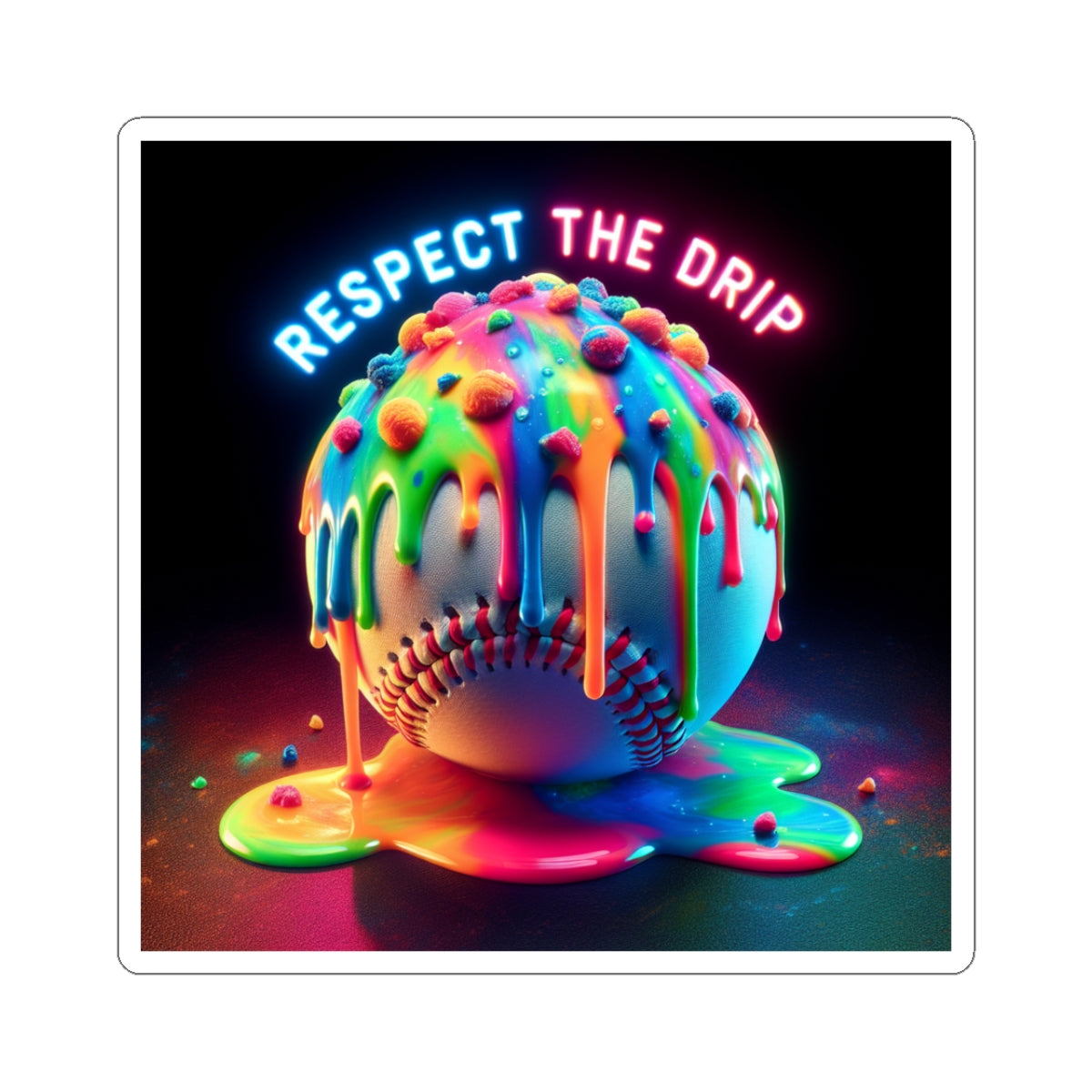 Vibrant Kiss-Cut Stickers - Colorful Baseball Art, Fun Laptop Decor, Respect The Drip, Sporty Gifts, Trendy Collectibles